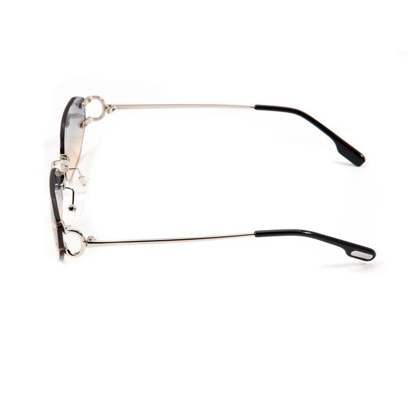 Mens Luxury Grey And Tan Gradient Tint Rimless Sunglasses - Picture 6 of 7